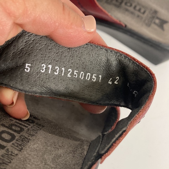 Mephisto Mobils Sandals Womens 42 12 Red Leather Two Strap Wedge Comfy Shoes - Picture 12 of 16